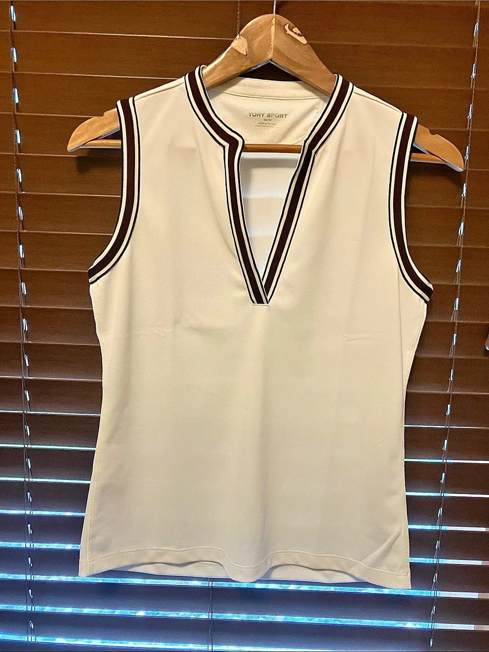 Tory Sport Sleeveless Tunic Top Women's Striped Tank White XS